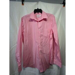 Calvin Klein Men's Pink Non Iron Dress Shirt M Collared Long Sleeve